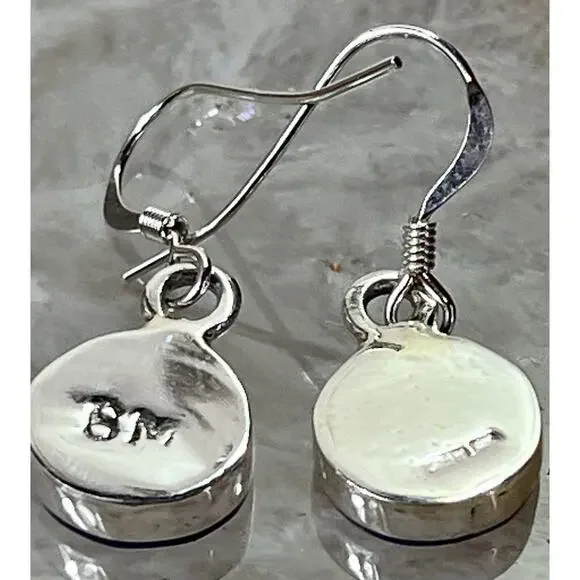 Navajo Sterling Silver Mosaic Opal Inlay Drop Earrings by Cheryl Martinez NEW